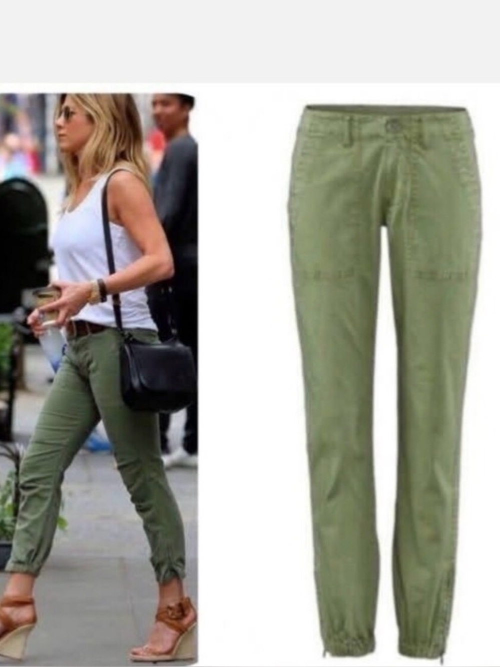Cabi  Traveler Cargo Jogger Pants Olive Green Utility Size 4 Ankle Zip